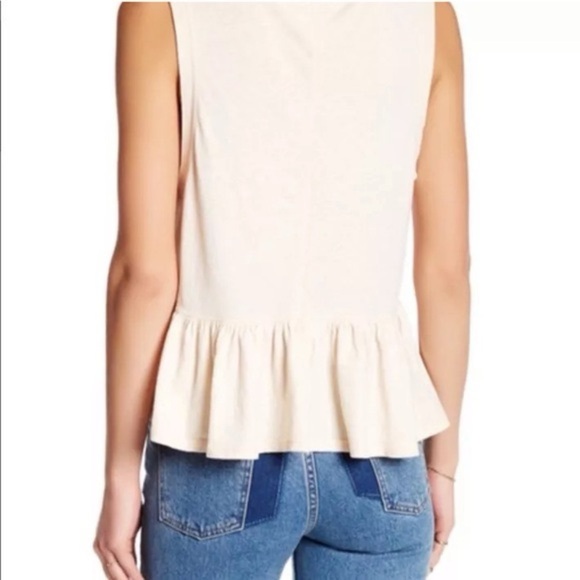 WE THE FREE PEOPLE CREAM SLEEVELESS PEPLUM CONTINENTAL TOP SIZE M - Picture 3 of 7